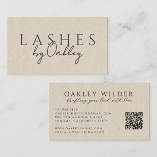 Carte De Visite Code QR Technicien de Cils Minimaliste Neutre Grei