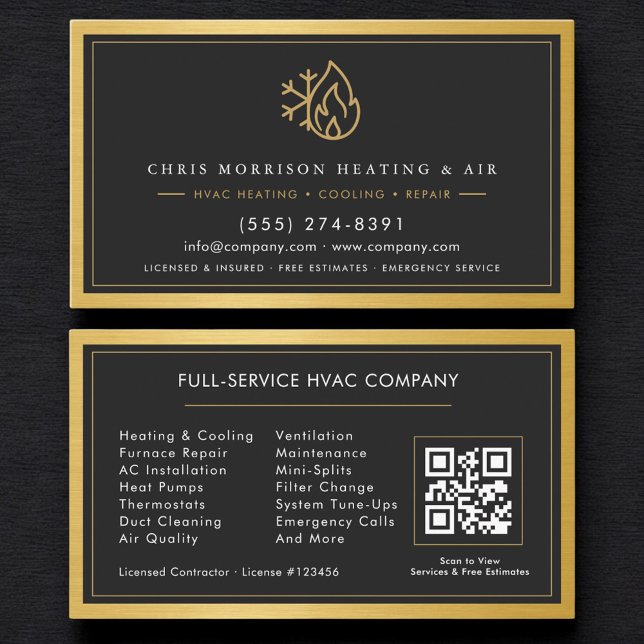 Carte De Visite Code QR Technicien de Climatisation & Chauffage (Créateur téléchargé)