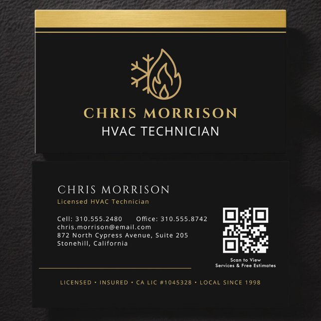 Carte De Visite Code QR Technicien Entreprise de CVC (Créateur téléchargé)