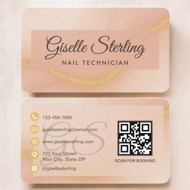 Carte De Visite Code QR Technicien Ongles Terracotta Neutre (Créateur téléchargé)