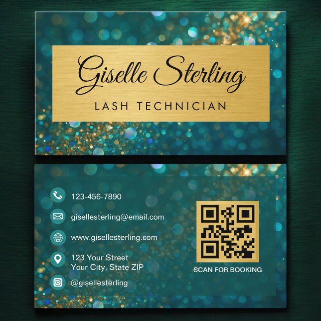Carte De Visite Code QR Technicienne de Cils de Luxe Paillettes Sa (Créateur téléchargé)