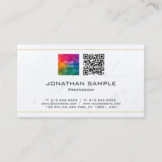 Carte De Visite Code QR Télécharger le logo d'entreprise Marbre bl (Devant)