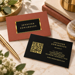Carte De Visite Code QR terracotta or noir moderne professionnel