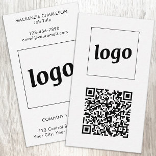 Carte De Visite Code QR texte de logo simple au format vertical