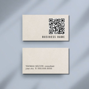 Carte De Visite Code QR texture de papier minimaliste Consultant g