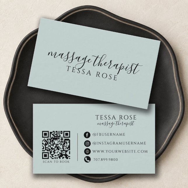 Carte De Visite Code QR Thérapeute de Massage  (Créateur téléchargé)