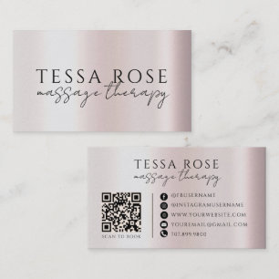 Carte De Visite Code QR Thérapeute de Massage Or Champagne Rosé