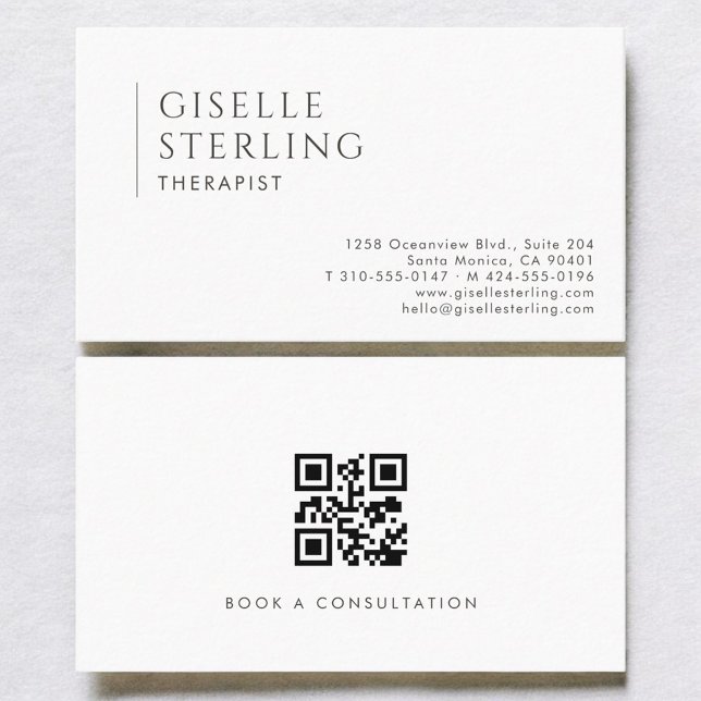 Carte De Visite Code QR Thérapeute Moderne Professionnel (Créateur téléchargé)