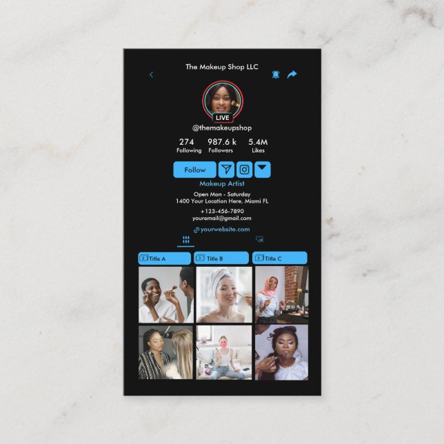 Carte De Visite Code QR TikTok Blue pour les réseaux sociaux (Devant)