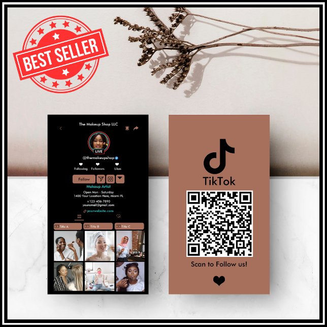 Carte De Visite Code QR TikTok Terracotta Moderne pour les Médias  (Créateur téléchargé)
