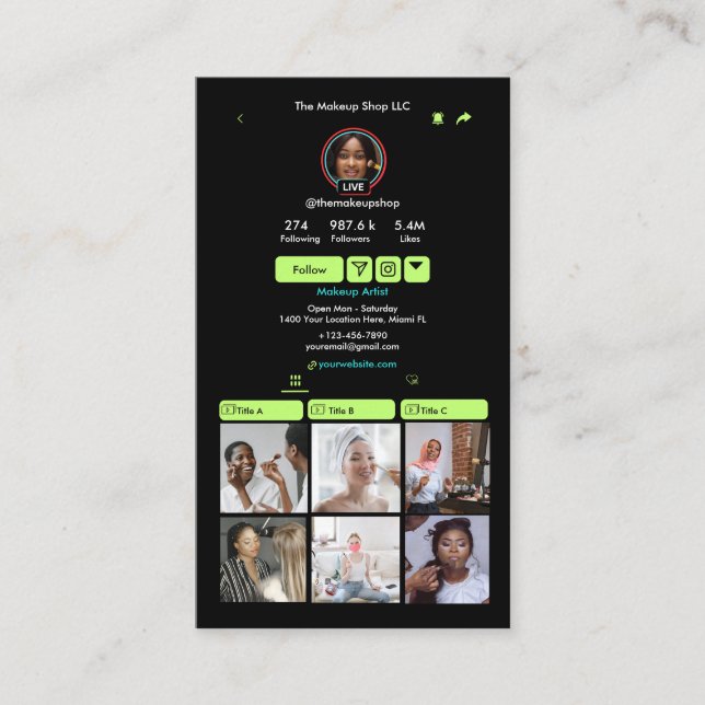 Carte De Visite Code QR TikTok Vert Citron pour les médias sociaux (Devant)