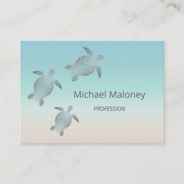 Carte De Visite Code QR | Tortue de mer argentée Turquoise Côtière (Devant)