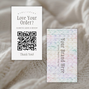 Carte De Visite Code QR Tricot Arc-en-ciel Pastel Laissez un avis