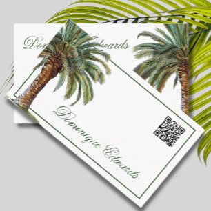 Carte De Visite Code QR Tropical Palm Tree Green Professional