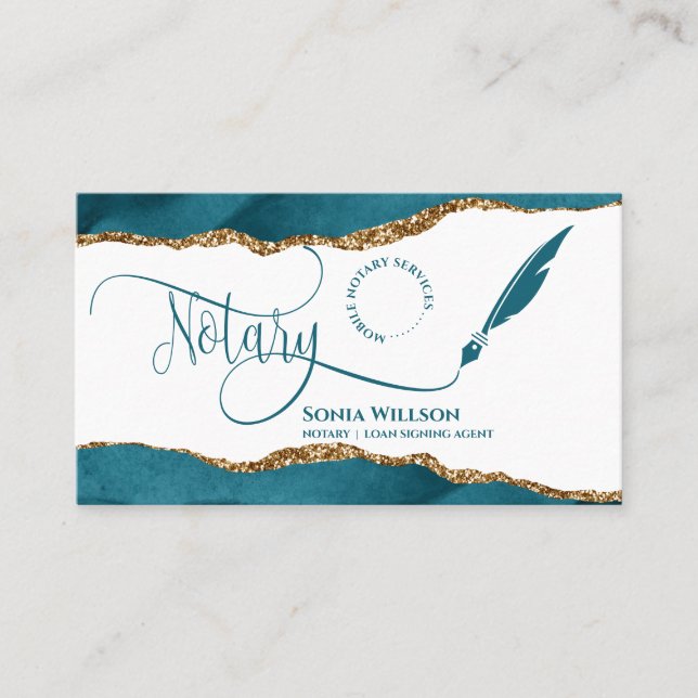 Carte De Visite Code QR Turquoise de l'agent de signature de contr (Devant)