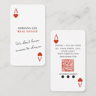Carte De Visite Code QR unique d'agent immobilier As de Cœur