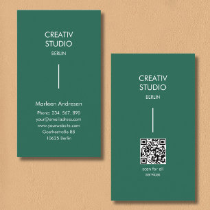 Carte De Visite Code QR vert blanc minimaliste moderne