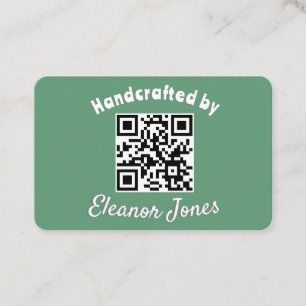 Carte De Visite Code QR vert élégant pour artisanat sur mesure