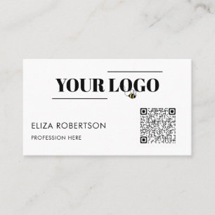 Carte De Visite Code QR Votre logo d'entreprise Blanc personnalisé