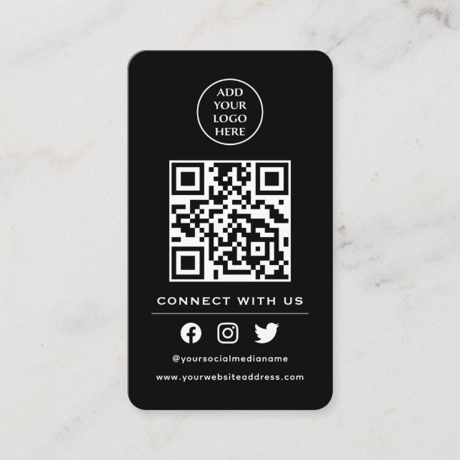 Carte De Visite Code QR Votre Logo Suivez L'Analyse Pour Vous Conn (Devant)