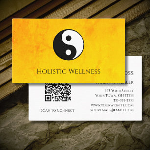 Carte De Visite Code QR Yin Yang Gold Holistic Wellness