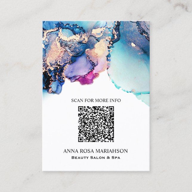 Carte De Visite *~* CODE QR Yummy Turquoise AP29 Or Doré  (Devant)