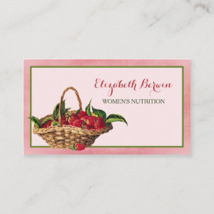 Carte De Visite Code rose Girly des fraises QR de nutrition de