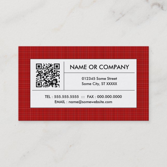 Carte De Visite code rouge du plaid QR (Devant)