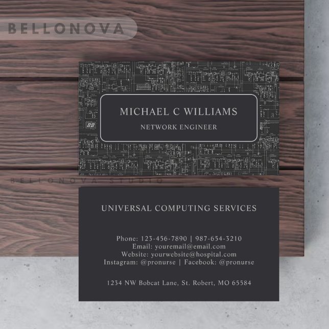 Carte De Visite Codes binaires numériques personnalisés gris foncé (Custom Dark Grey Black White Digital Binary Codes Business Card)