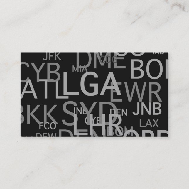 Carte De Visite Codes d'aéroport pour le professionnel de voyage (Devant)