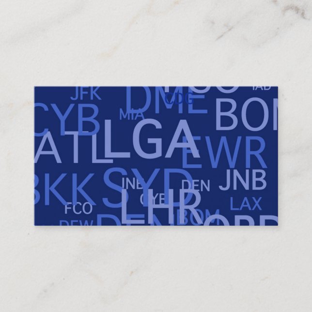 Carte De Visite Codes d'aéroport pour le professionnel de voyage (Devant)