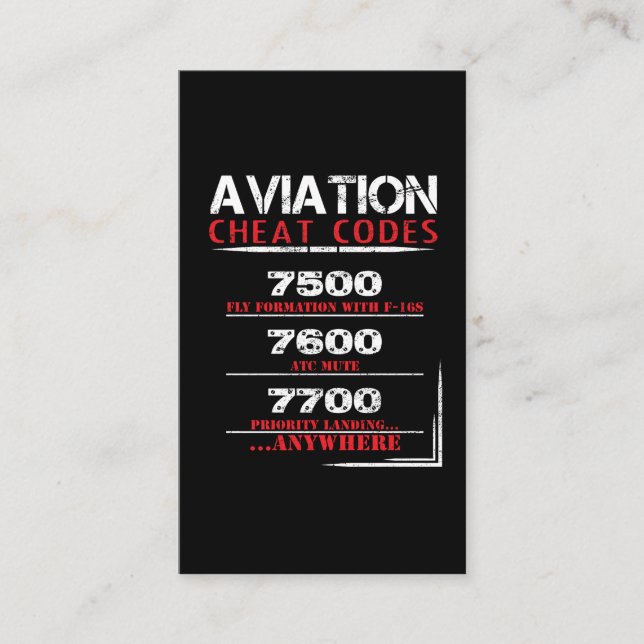 Carte De Visite Codes de fraude d'aviation - T-shirt drôle pour (Devant)