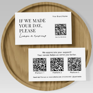 Carte De Visite Codes QR de demande d'avis élégants pour entrepris