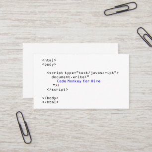 Carte De Visite Codez le Javascript de singe