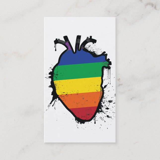 Carte De Visite coeur anatomique arc-en-ciel (Devant)