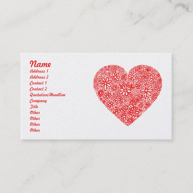 Carte De Visite Coeur assemblé - or (Devant)