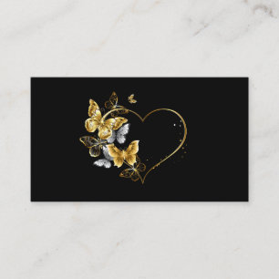 Carte De Visite Coeur aux papillons d'or