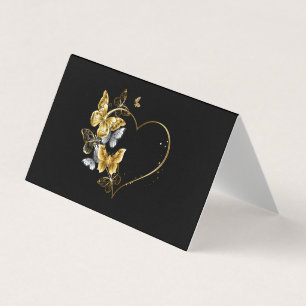 Carte De Visite Coeur aux papillons d'or