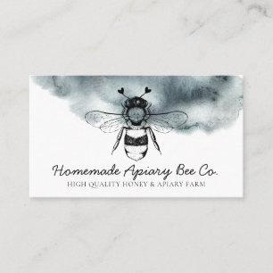 Carte De Visite Coeur bleu nuageux Apiary Miel Bee