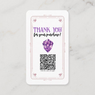 Carte De Visite Cœur d'améthyste Quartz Rose Cristal QR Réseaux So