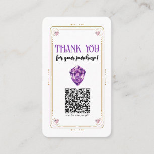 Carte De Visite Cœur d'améthyste Quartz Rose Cristal QR Réseaux So