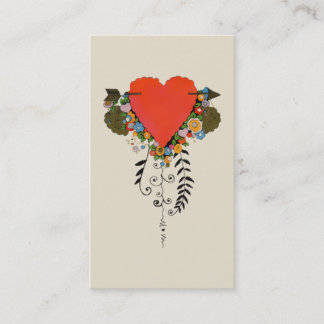 Carte De Visite coeur de 30s Valentine en rouge