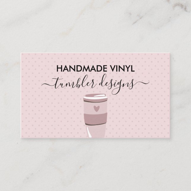 Carte De Visite Coeur de boue rose Pois Vinyl Tumbler (Devant)