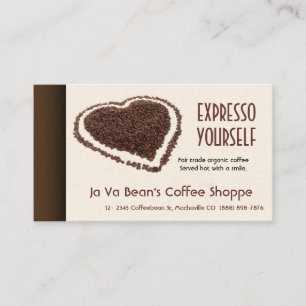 Carte De Visite Coeur de Coffeebeans de café-restaurant