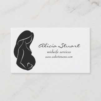 Carte De Visite Coeur de ventre de femme enceinte de silhouette