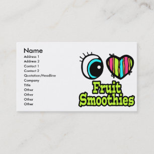 Carte De Visite Coeur des yeux lumineux J'aime les smoothies aux f