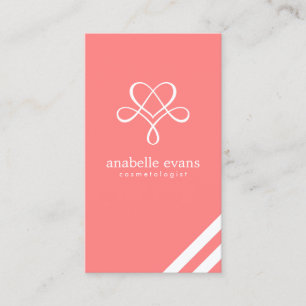 Carte De Visite Coeur et remous modernes roses de corail