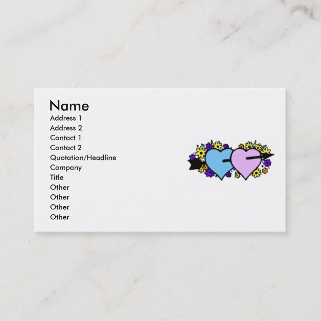 Carte de visite Coeur & Fleurs (Devant)