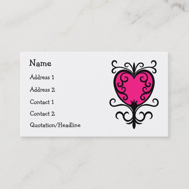 Carte De Visite Coeur rose chaud (Devant)