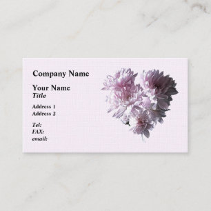 Carte De Visite Coeur rose Chrysanthème